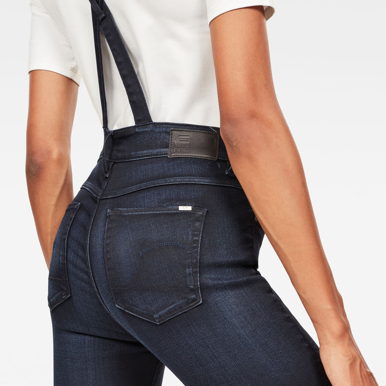 G-STAR® 3301 High Waist Skinny Overall Dunkelblau detail shot