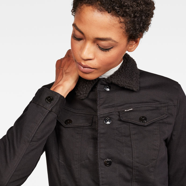G-STAR® 3301 Slim Sherpa Jacket Noir detail shot