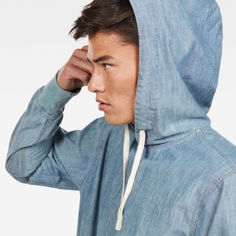 G-STAR® Woven Hooded Sweater Medium blue detail shot