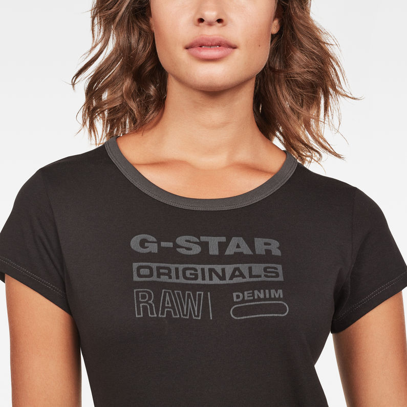 G-Star RAW® Graphic 5 Slim T-Shirt Noir detail shot