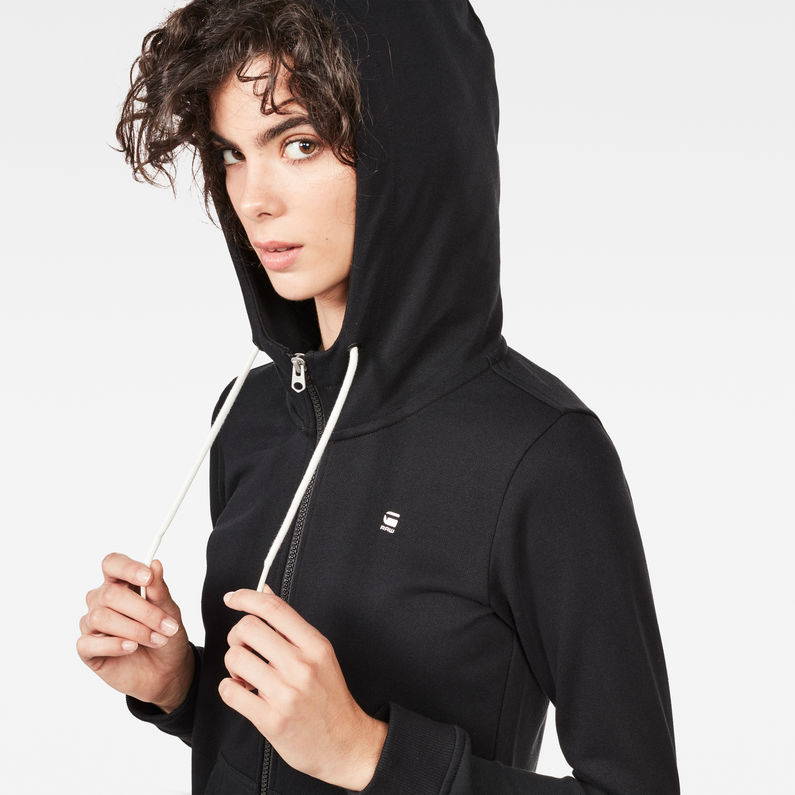 G-Star RAW® Aerva Slim Hooded Zip Thru Sweater Black detail shot