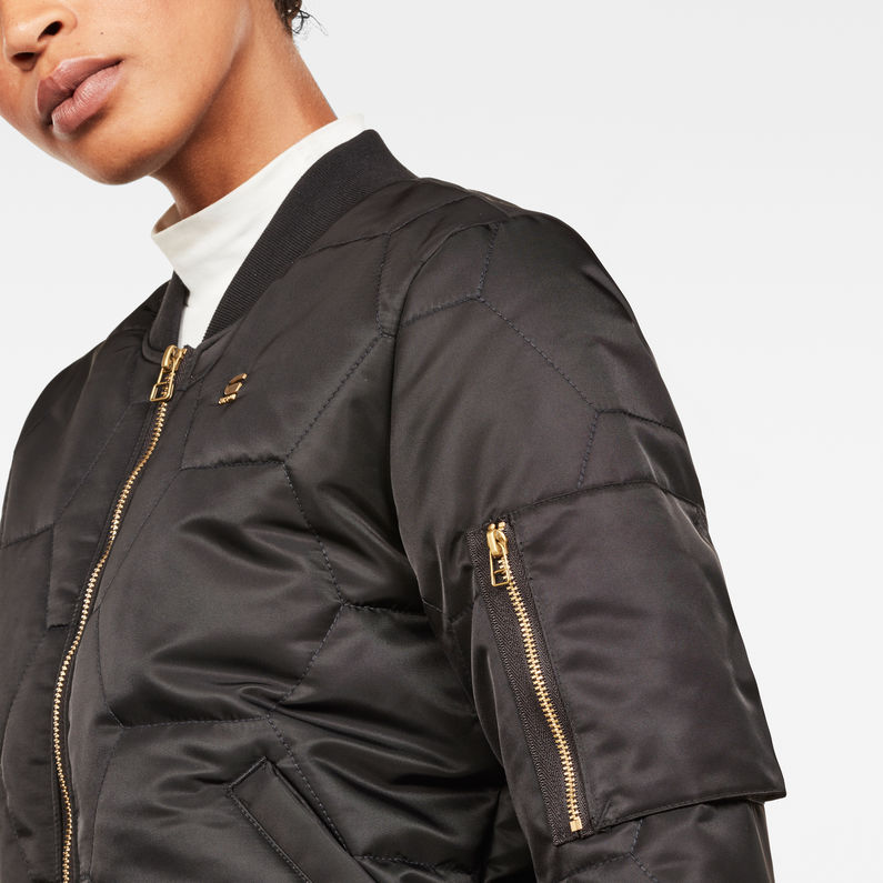 G-STAR® Deline Quilted Boyfriend Bomber Black detail shot