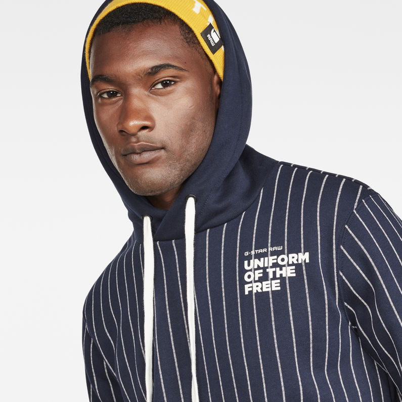 G-Star RAW® Core Hooded Pinstripe 1 Sweat Donkerblauw detail shot
