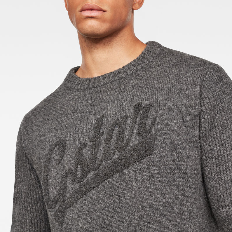 G-Star RAW® Core Logo Knit Grey detail shot
