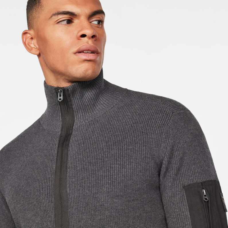 G-Star RAW® Powel Zip Through Knit Grey detail shot