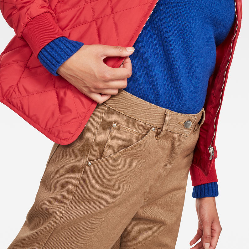G-Star RAW® Faroes Mid Waist Boyfriend Pants Brown detail shot
