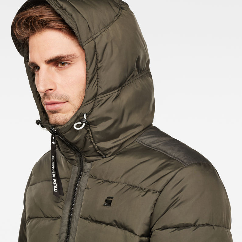 G-Star RAW® Motac Quilted Hooded Jacket Grey detail shot