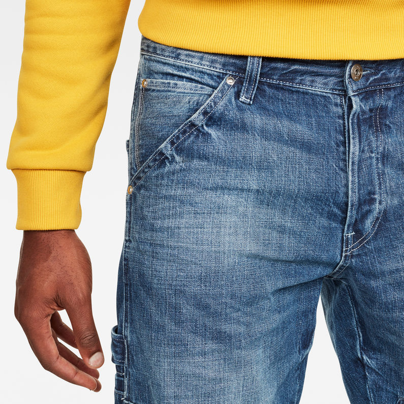 G-Star RAW® Faeroes Straight Tapered Jeans Midden blauw detail shot