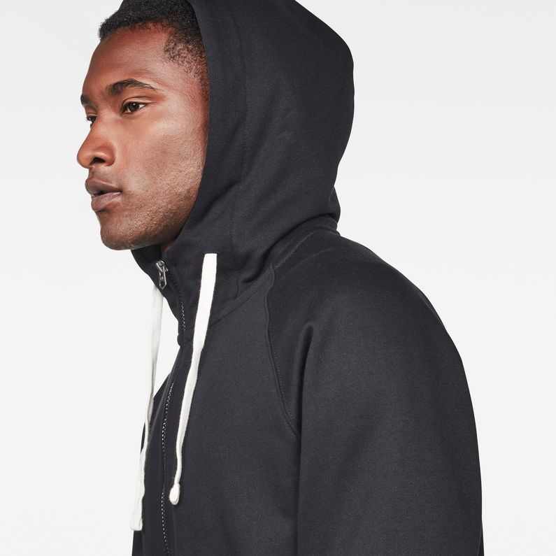 G-Star RAW® Manes Raglan Hooded Zip Sweat Negro detail shot