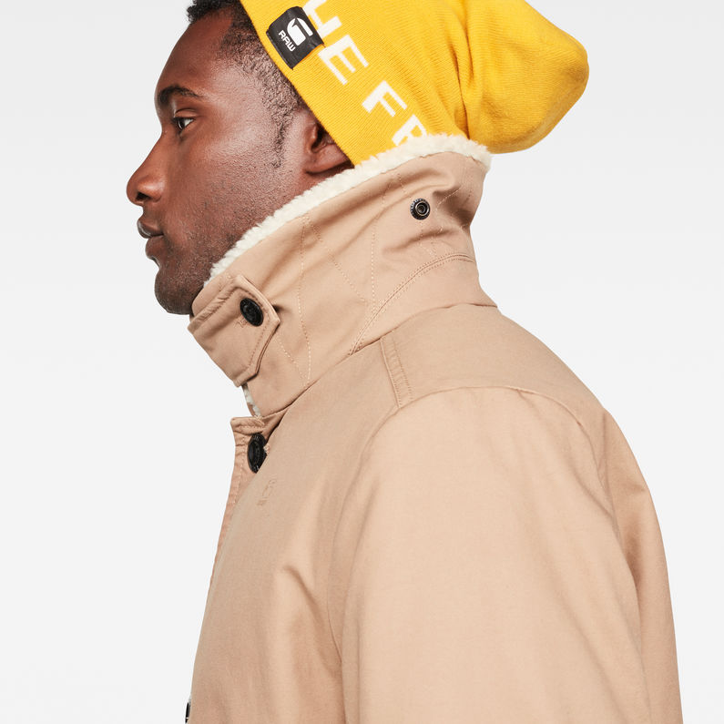 G-STAR® Garber Canvas Teddy Overcoat Marrón detail shot