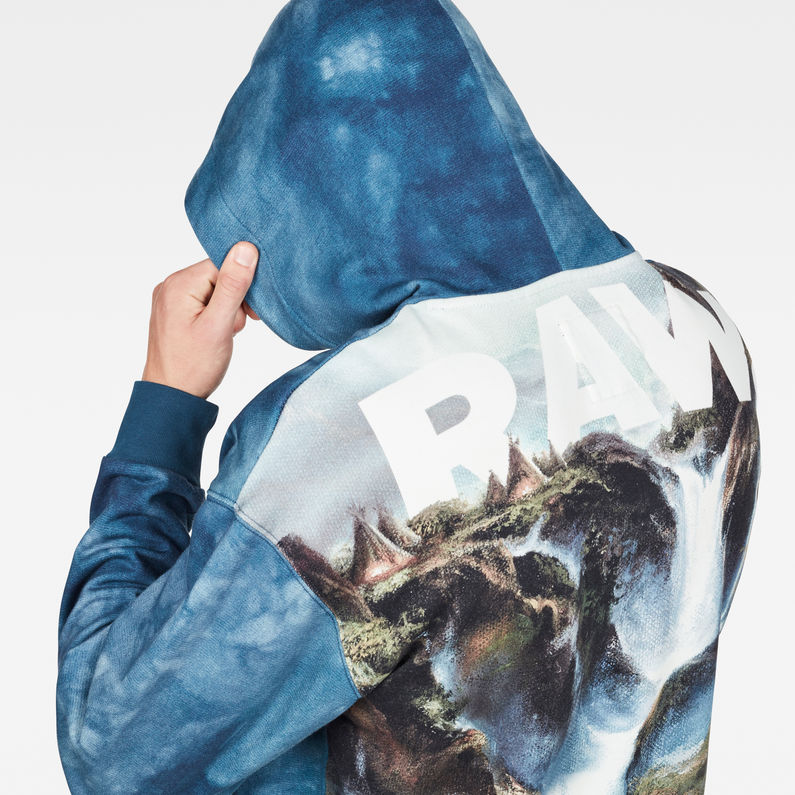 G-Star RAW® Cyrer Water Hooded Sweat Medium blue detail shot