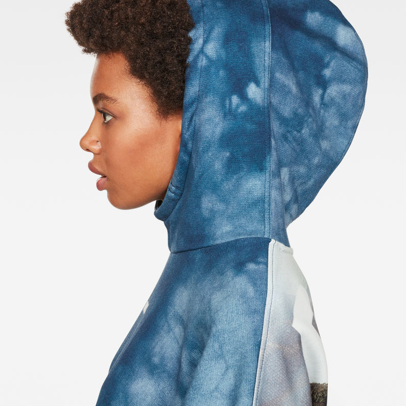 G-Star RAW® Cheiri Water Relaxed Cropped Hooded Sweat Mittelblau detail shot