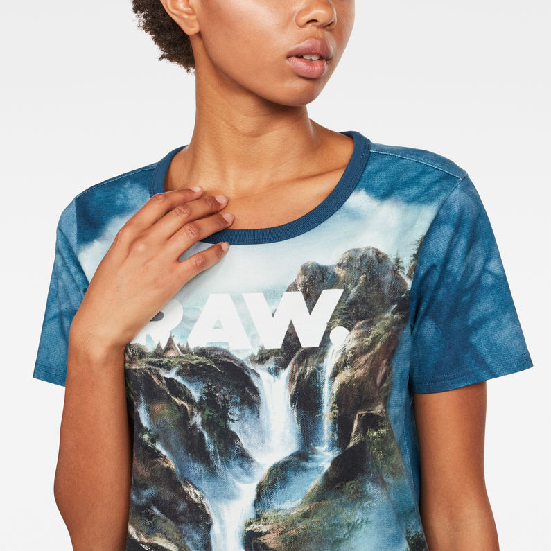 G-Star RAW® Cheiri Water Straight T-Shirt Medium blue detail shot