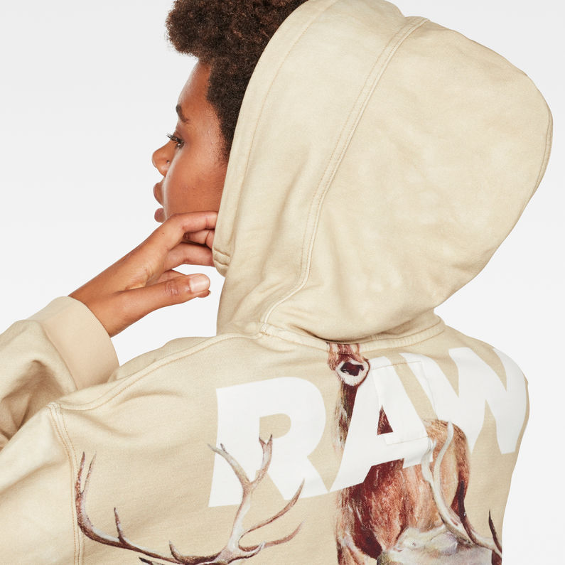 G-Star RAW® Cheiri Earth Relaxed Cropped Hooded Sweat Beige detail shot