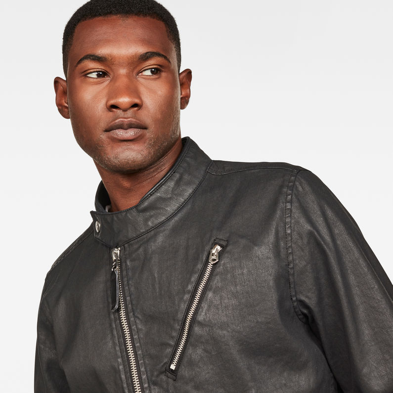 G-Star RAW® Empral Deconstructed 3D Biker Jacket Black detail shot