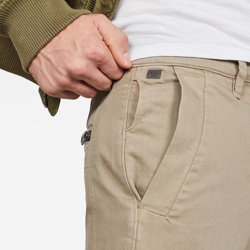 G-Star RAW® Bronson Zip Tapered Cuffed Chinos Beige detail shot