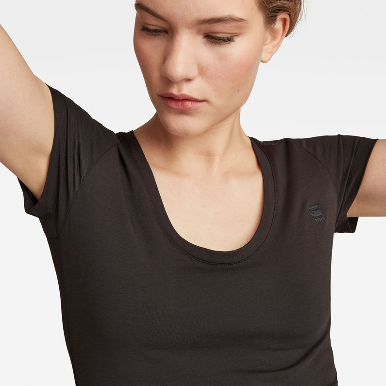 G-Star RAW® Basic Round Neck Cap Sleeve T-Shirt Black detail shot