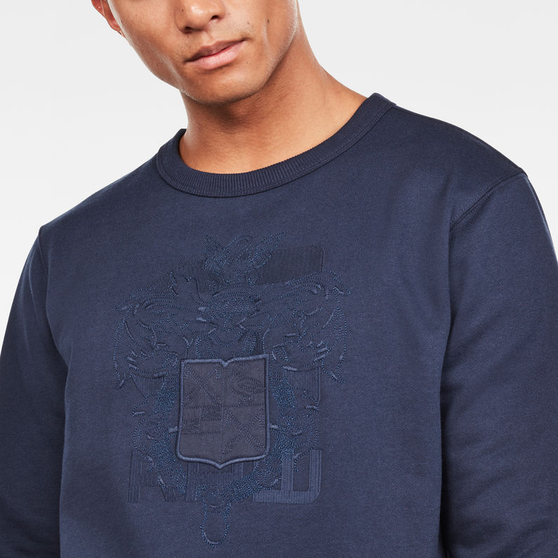 G-Star RAW® Graphic 13 Shield Core Sweater Donkerblauw detail shot