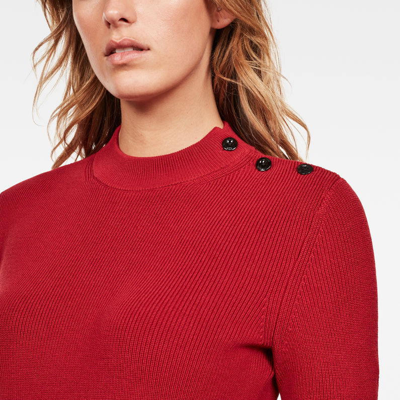 G-Star RAW® Exly Mock Turtle Knit Red detail shot