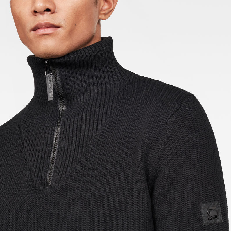 G-Star RAW® Omohundro Zip Turtle Knit Schwarz detail shot