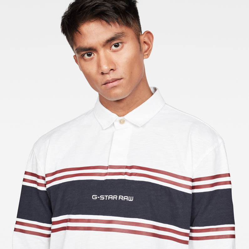 G-Star RAW® Swando Block Rugby Polo Blanc detail shot