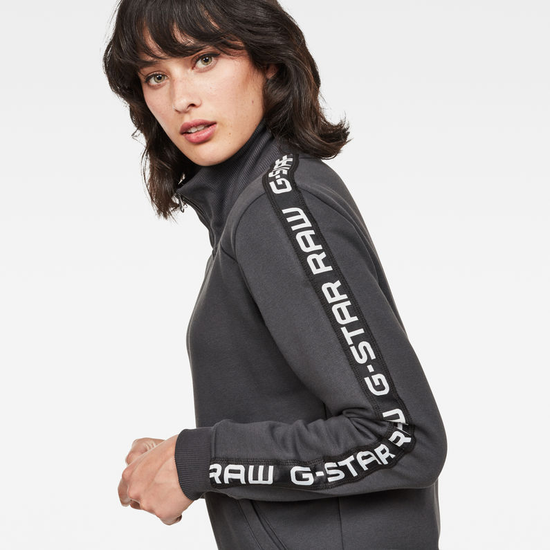 G-Star RAW® Satur Straight Zip Sweat Gris detail shot