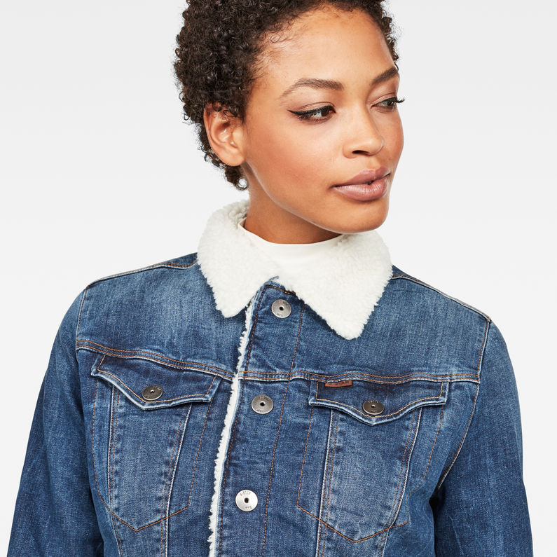 G-STAR® 3301 Slim Sherpa Jacke Mittelblau detail shot