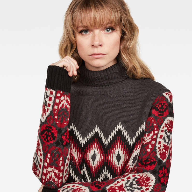 G-STAR® Sangona Jacquard Turtle Knit Black detail shot