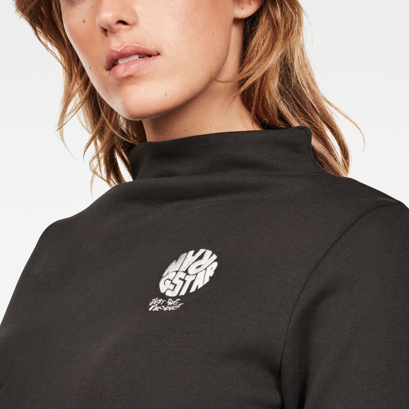 G-Star RAW® Graphic 17 Tortoi Funnel Long Sweat Schwarz detail shot