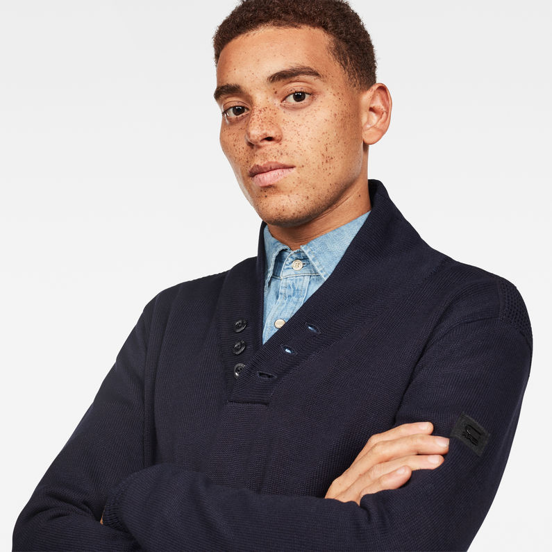 G-STAR® Shawl Knit Dark blue detail shot