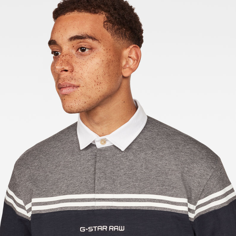 G-STAR® Swando Block Rugby Polo Grey detail shot