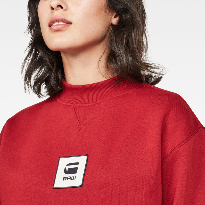G-Star RAW® Bilbi Box Logo Funnel Sweat Rouge detail shot