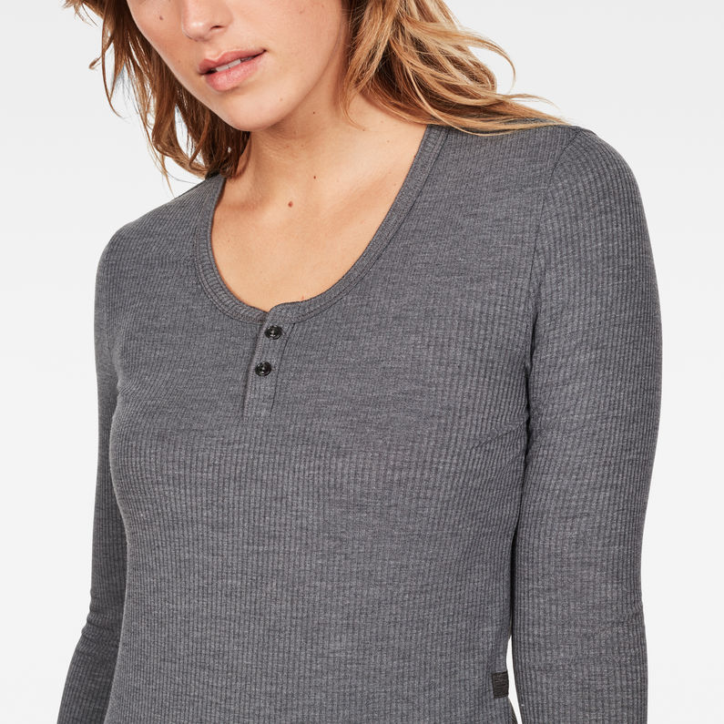 G-Star RAW® Granddad Slim T-Shirt Grau detail shot