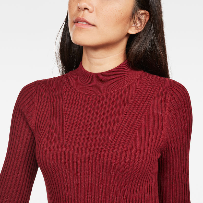 G-Star RAW® Lynn Mock Turtle Knit Red detail shot