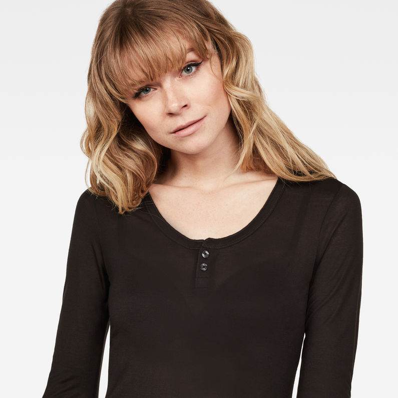 G-Star RAW® Granddad Slim T-Shirt Noir detail shot