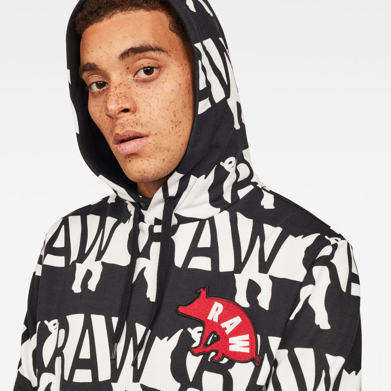 G-Star RAW® Chinese NY Core Hooded Sweat Black detail shot