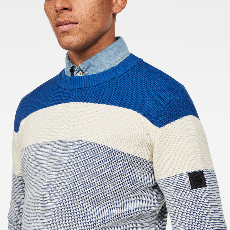G-Star RAW® Block Stripe Knit Mittelblau detail shot