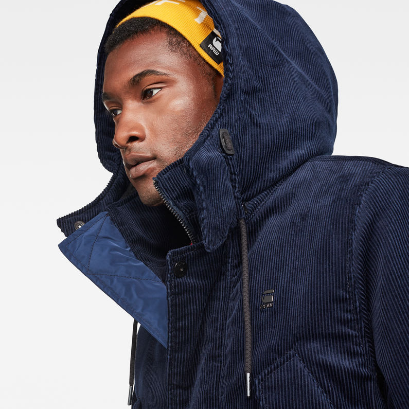 G-Star RAW® Vodan Teddy Padded Hooded Jacket Dunkelblau detail shot