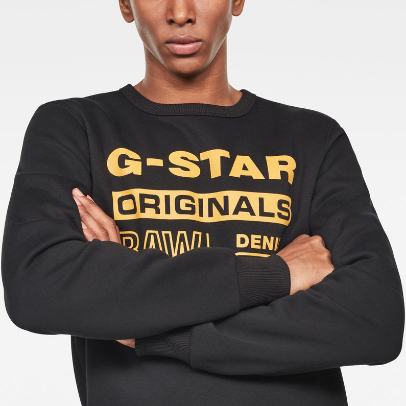 G-Star RAW® Swando-S Logo Sweater Schwarz detail shot