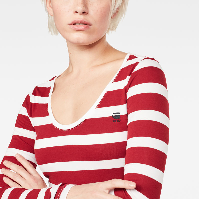 G-Star RAW® Basic-S Stripe T-Shirt Rouge detail shot