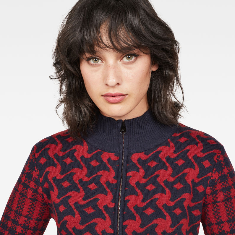 G-Star RAW® Jacquard Zip Through Knit Red