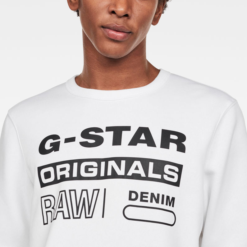 G-Star RAW® Swando-S Logo Sweater Blanc detail shot