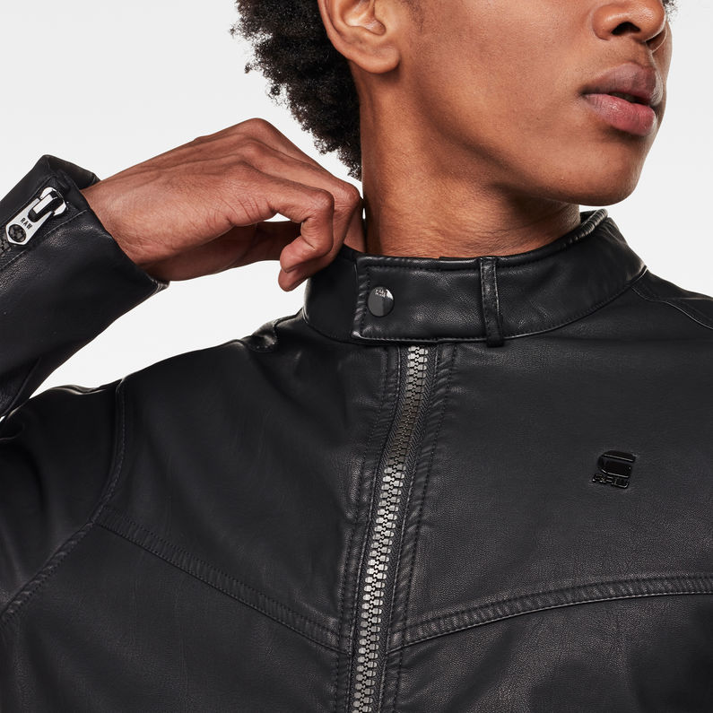 G-STAR® Motac Dc Biker Jacket Black detail shot