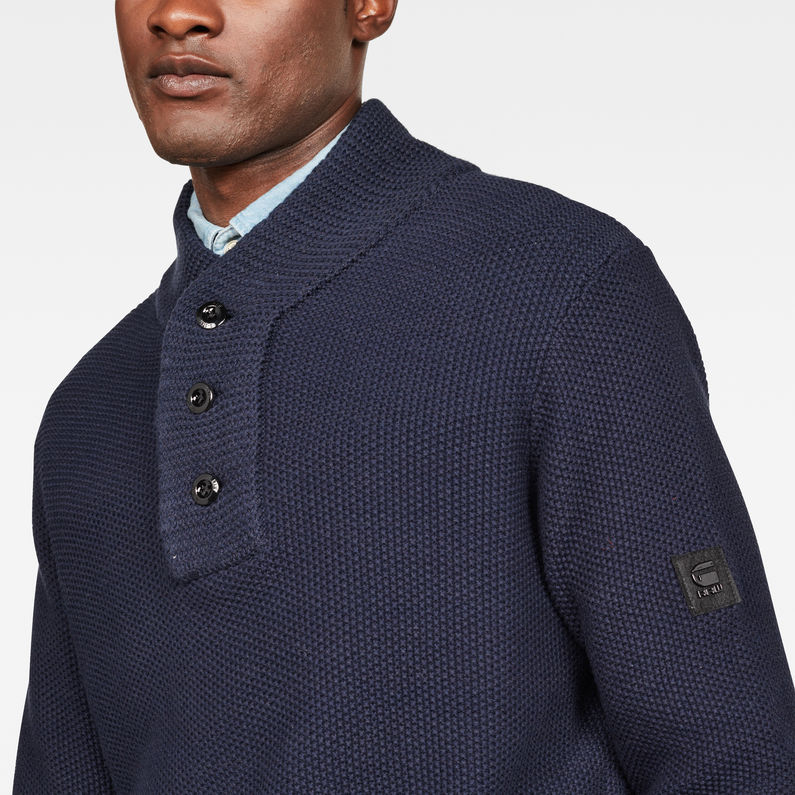 G-Star RAW® Tain Shawl Knit Dark blue detail shot