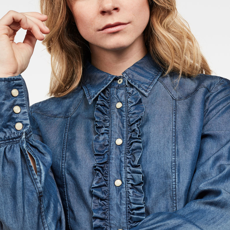 G-Star RAW® Tacoma Clean Slim Frill Shirt Mittelblau