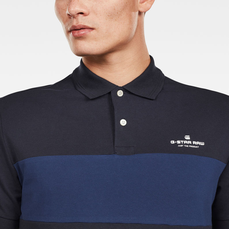 G-STAR® Shelo Graphic Block Polo Dark blue detail shot