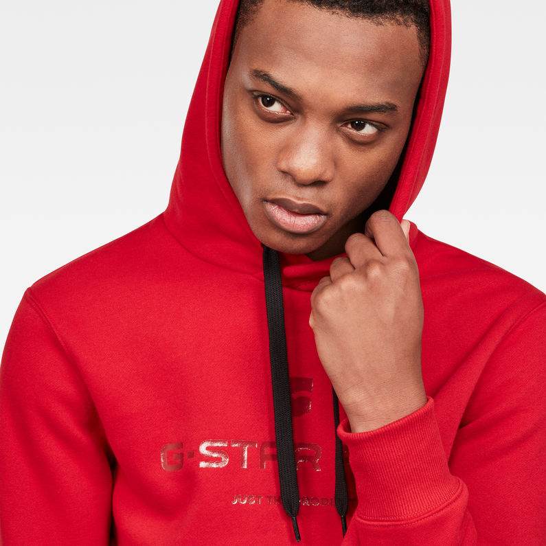 G-Star RAW® Graphic 34 Core Hooded Sweat Red detail shot