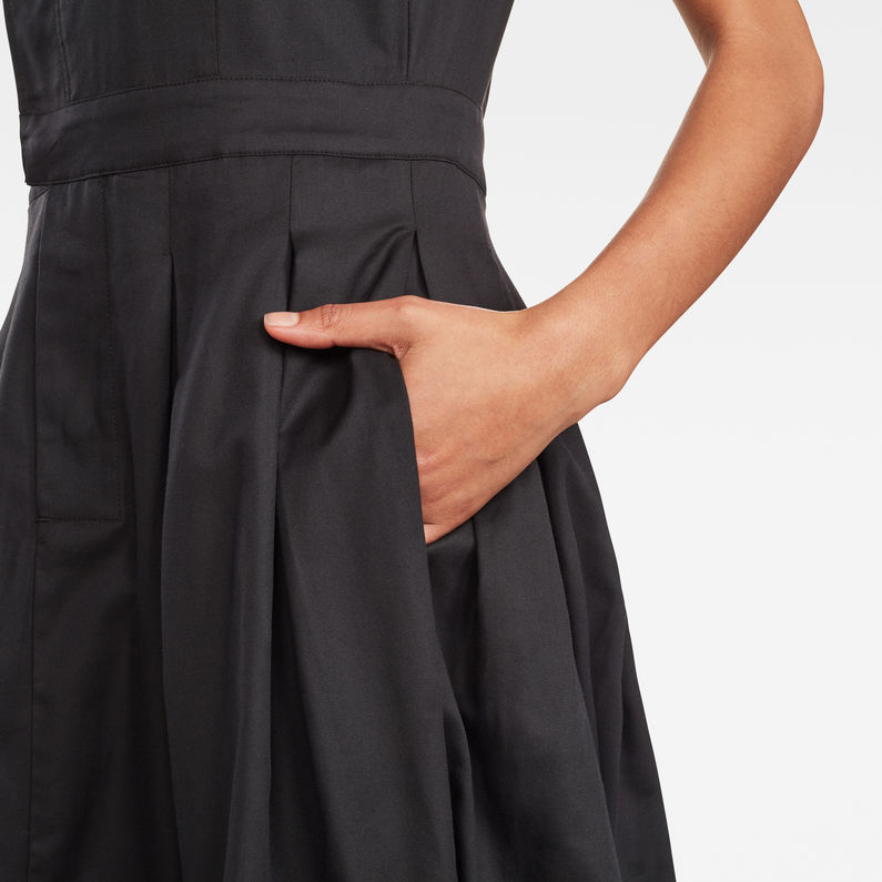 G-Star RAW® Pleated Sleeveless Shirt Dress Black