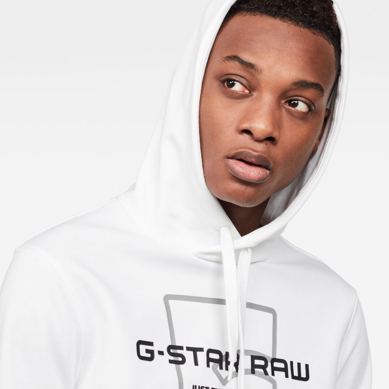 G-Star RAW® Graphic 33 Core Hooded Sweat Blanc detail shot