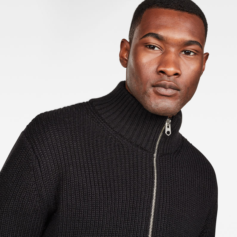 G-Star RAW® Omohundro Zip Through Knit Schwarz detail shot